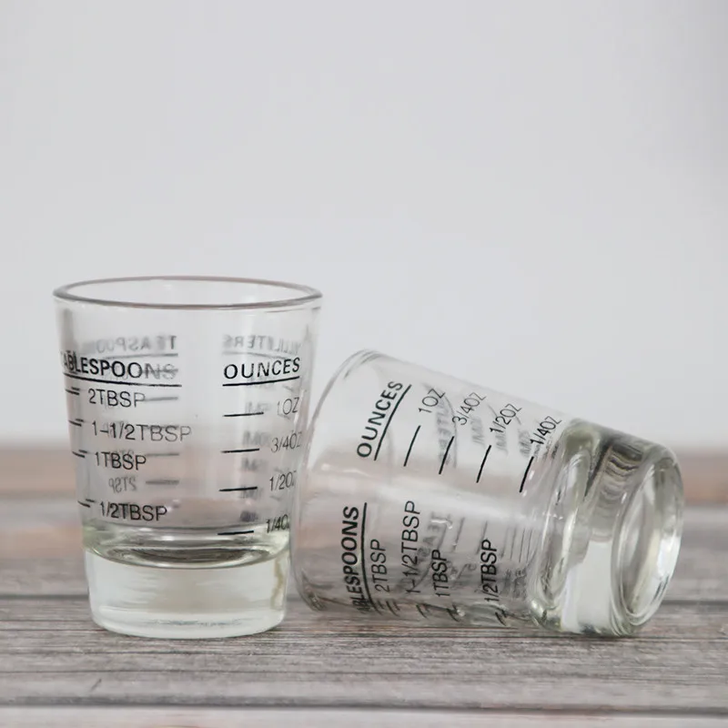 1шт 30/60мл Маленькое термостойкое стеклянное эспрессо с подсчетом кофейной кружки, утолщенный шкалой измерительный стаканчик, инструменты для выпечки.