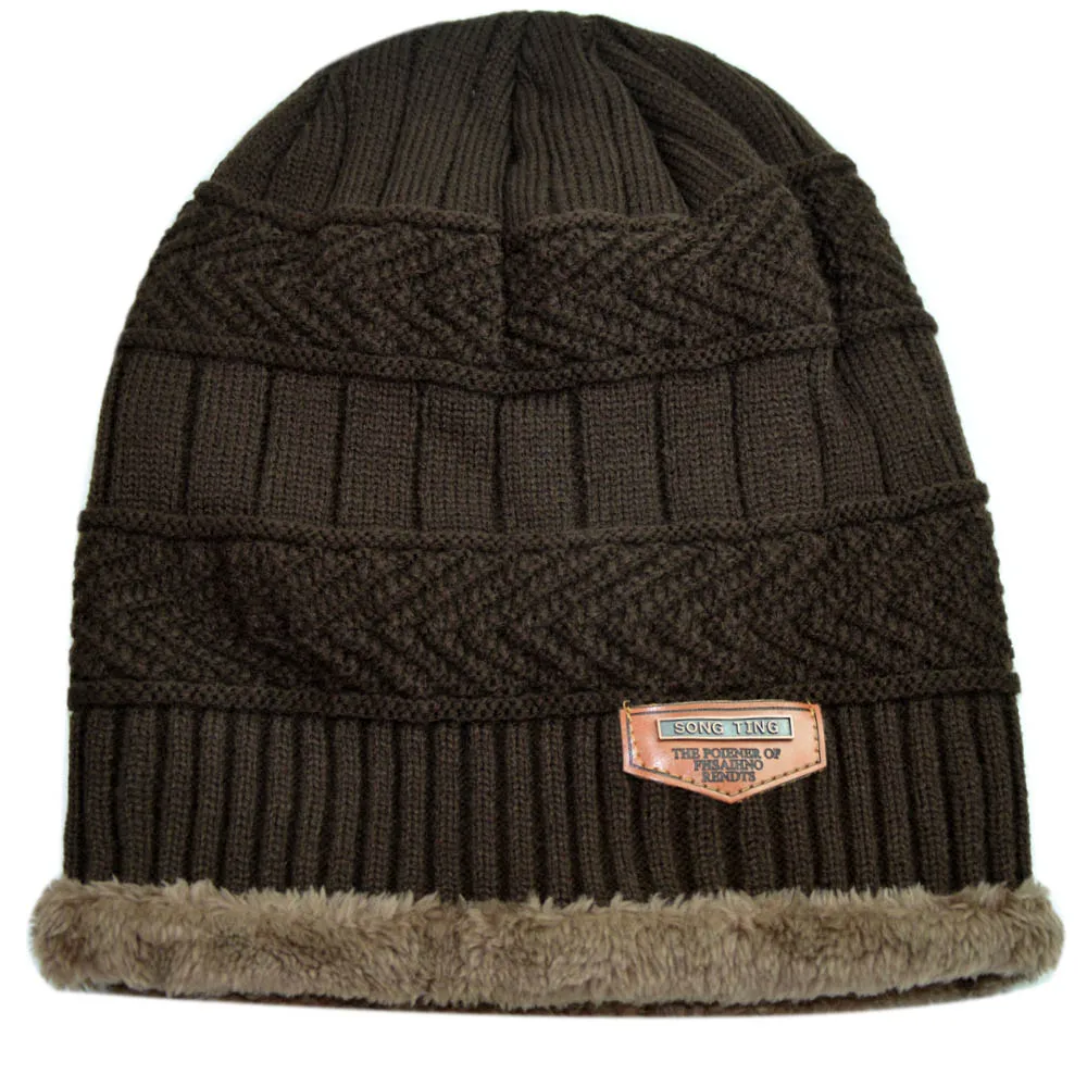 Новинка толстая и теплая вязаная шапка из искусственной кожи для женщин флисовые