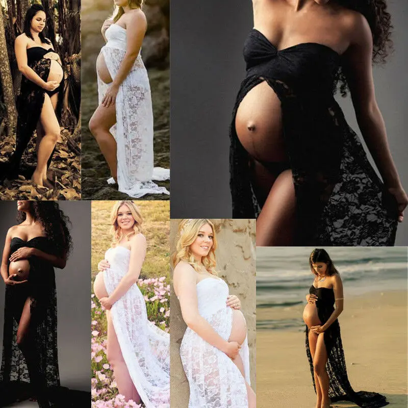 Maternity Maxi Lace Dress Beach Dresses Ladies Off Shoulder Gown Photography Prop 1PC Summer Pregnant Plus Size | Женская одежда