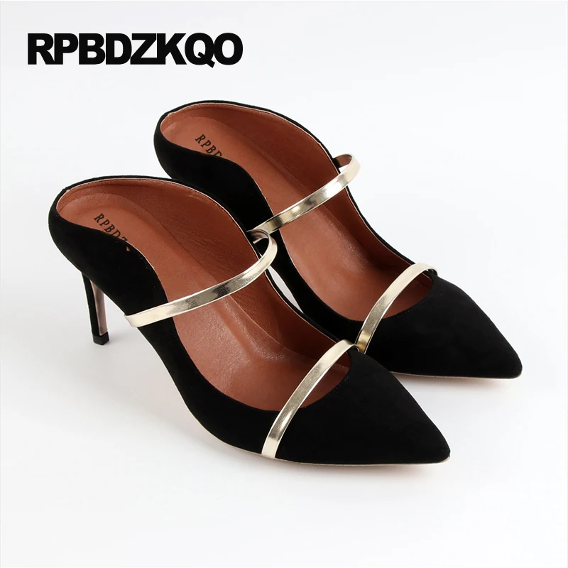 Замшевые Сапоги до колена с острым носком на лето ремень 3 дюймовый стилет