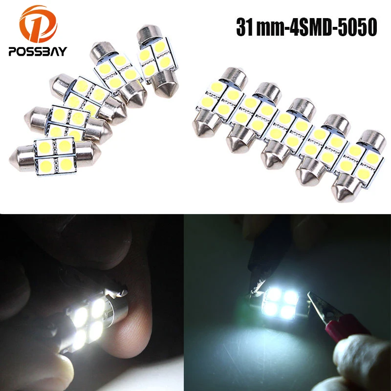 POSSBAY 10X 5050 31 мм 4SMD Автомобиль RV внутренний купол с фестонами белый светодиодный