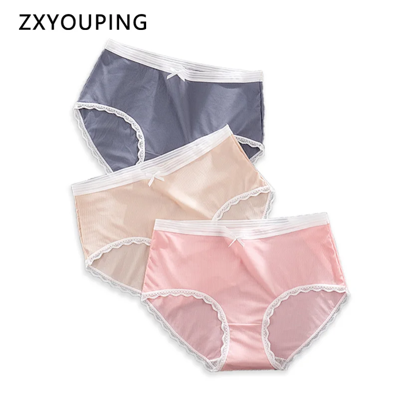 Женские трусики большого размера дышащий шелк светло голубого цвета мягкое