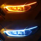 Дневные ходовые огни DRL, 2 шт., переключаемая лента, лампа 304560 см, белый с плавным желтым цветом, дневной свет Ангельского глаза