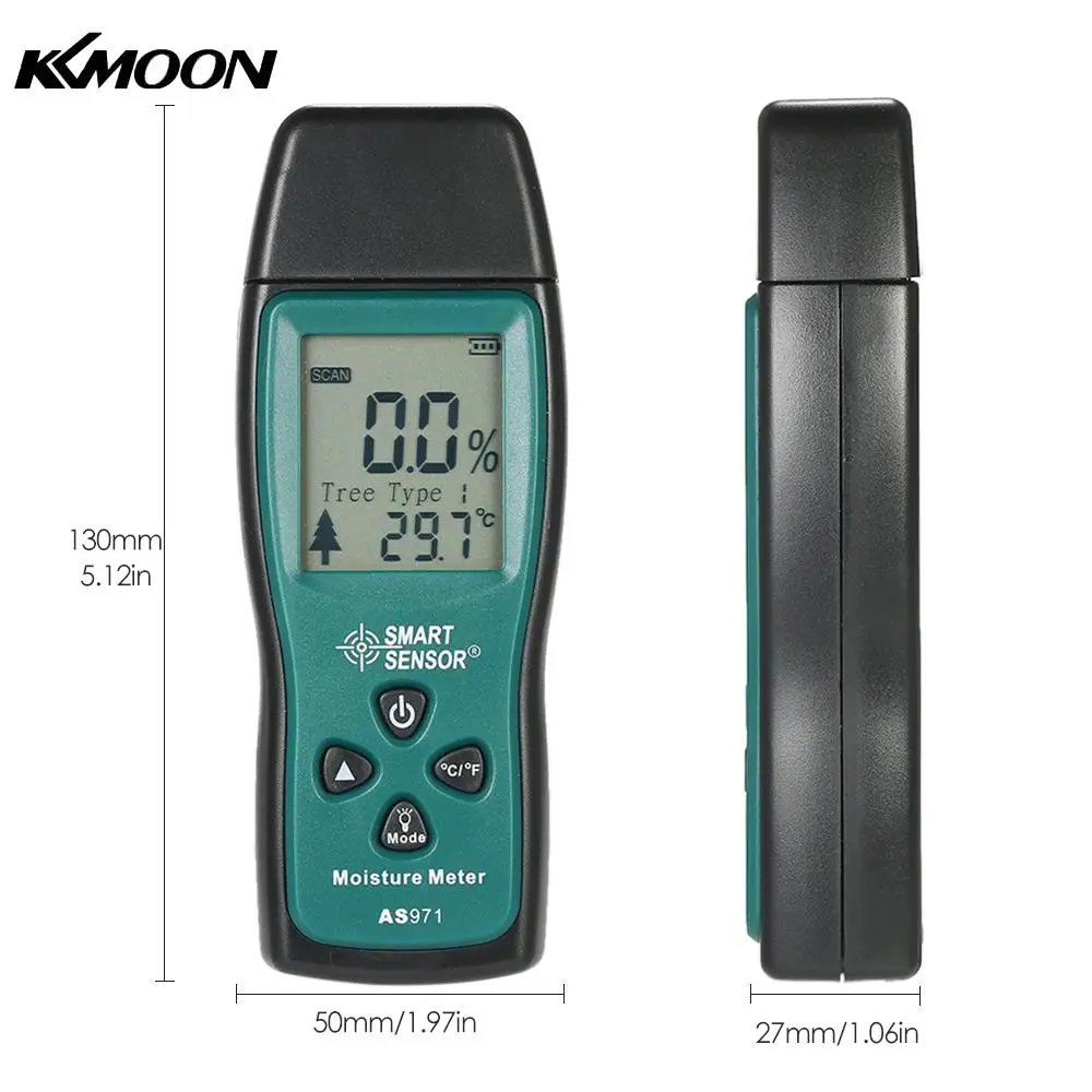 

Handheld Two Pins Digital Wood Moisture Meter Wood Humidity Tester Timber Damp Detector with LCD Display Probe Range 2%~70%