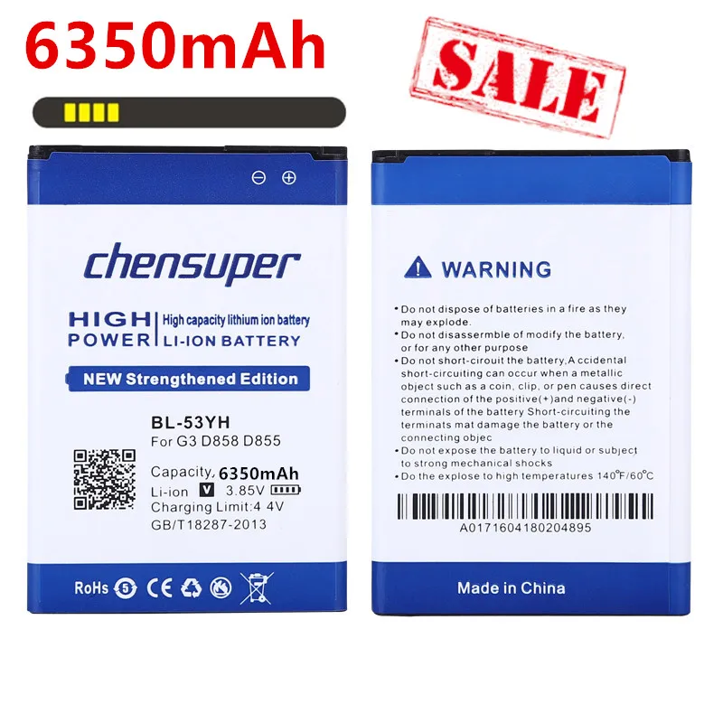 

Новинка 100%, аккумулятор на 6350 мАч для LG G3, аккумулятор D858 D855 D857 D859 D850 F400 F460 F470 F400L D830 D855K D851 VS985