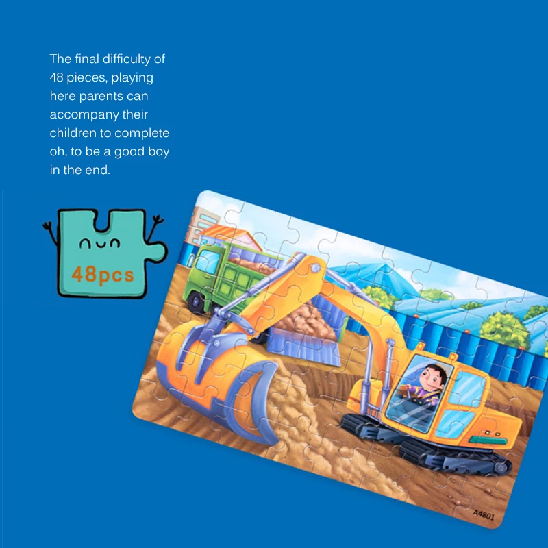 

Wooden Four-In-One Educational Dinosaur Engineering Vehicle Jigsaw Puzzle Toy Children'S Intellectual Learning Puzzle