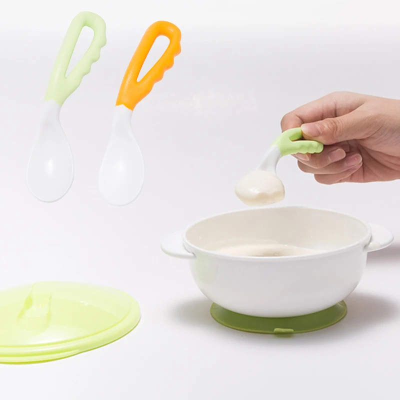 3 Colors Kids Oval Elbow Spoon Optional Polypropylene Curved Spoon For Learning To Eat For Soup And Training Easy Use Cleaning