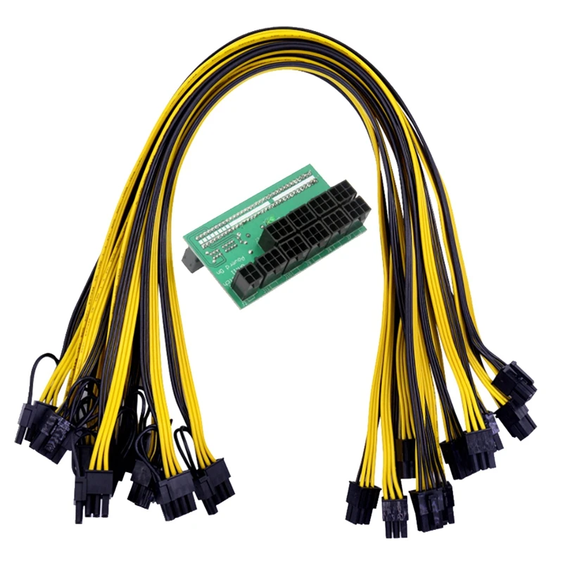 

64 Pin Power Module 10X6Pin 9X6Pin Breakout Board with 6 Pin 18AWG Power Cable for HP 1200W 750W PSU GPU Miner Mining