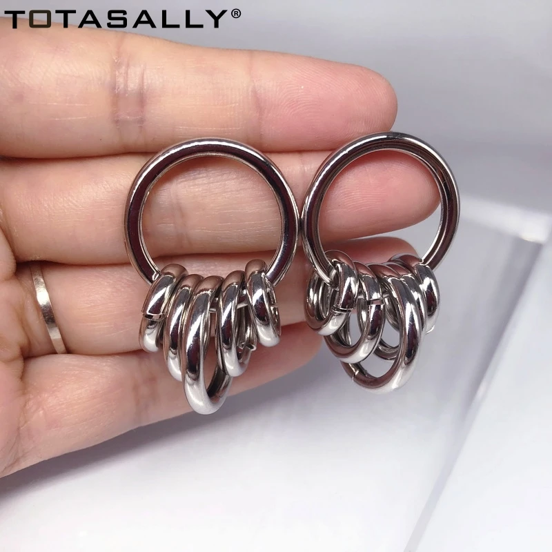 

TOTASALLY Women Golden Earrings Fashion Silver Color Tubes Geometric Party Earring Ladies Punk Ear Drops Jewelry Gifts Brincos