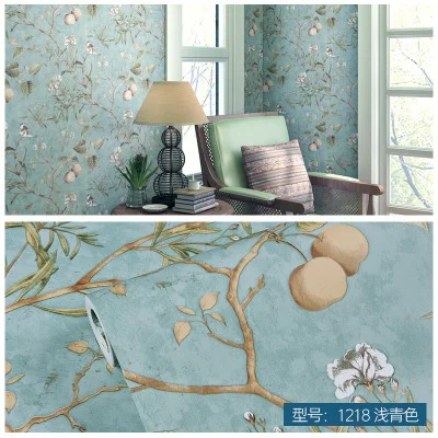 

American self-adhesive non-woven wallpaper 3D garden flower bedroom living room dormitory TV background wall wallpaper