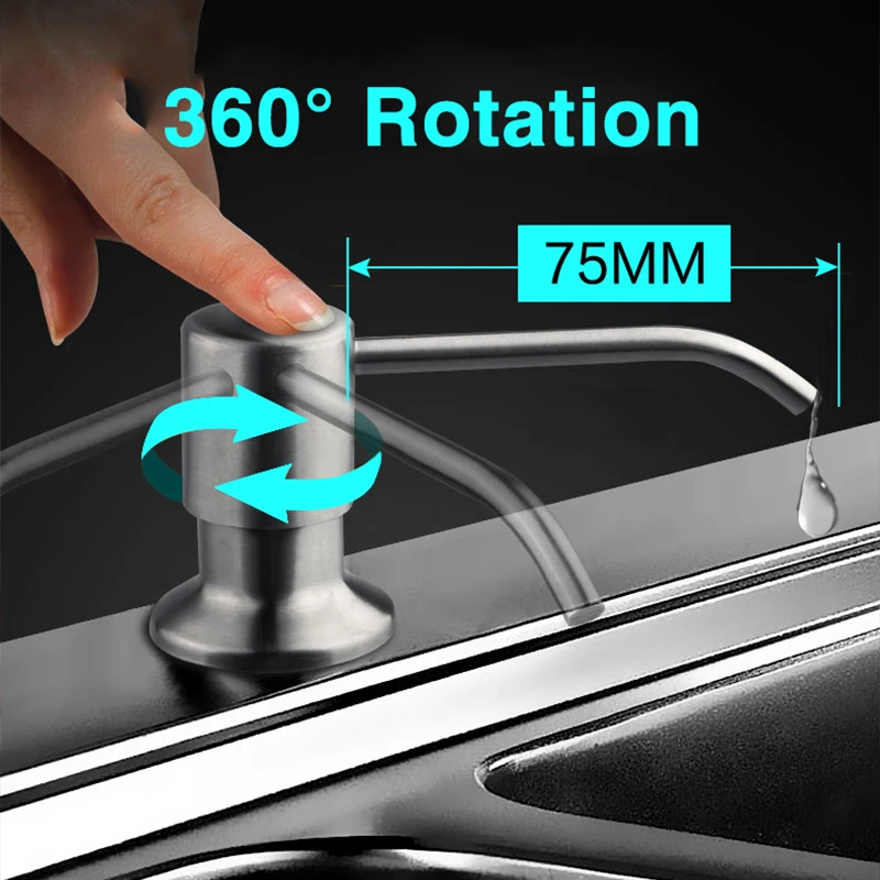 Дозатор для мыла кухонной раковины сменный стержень из нержавеющей стали сверху