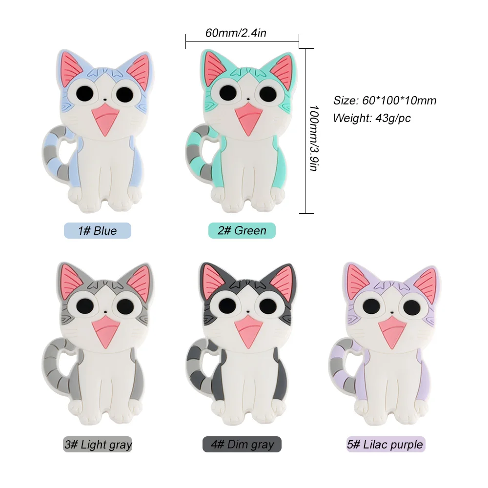 Kovict-mordedor de silicona para beb&eacute; y gato, colgantes de silicona de grado alimenticio, accesorios de cadena para chupete, juguetes molares para beb&eacute;, 1 ud.-4