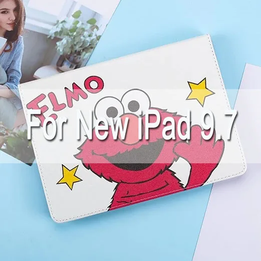 Red For new pad9.7 Умный чехол с мультипликационным принтом Элмо и куки для iPad Air 1/2, iPad, ультра тонкий чехол с подставкой для iPad 234, mini12345, Автоматическое включение/выключение - Цвет: Red For new pad9.7