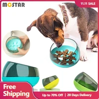 mc star pet shaking tumbler slow food bowl space capsule design dog anti choke fun feeding ball toy bowl creative pet supplies