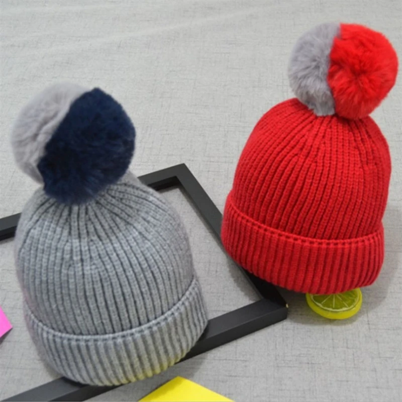 

Hot Sale Baby Toddler Knitted Hat Winter Infant Pompom Cap Boy Girls Crochet Beanie Knit Cap Kids Children Cute Hairball Hats