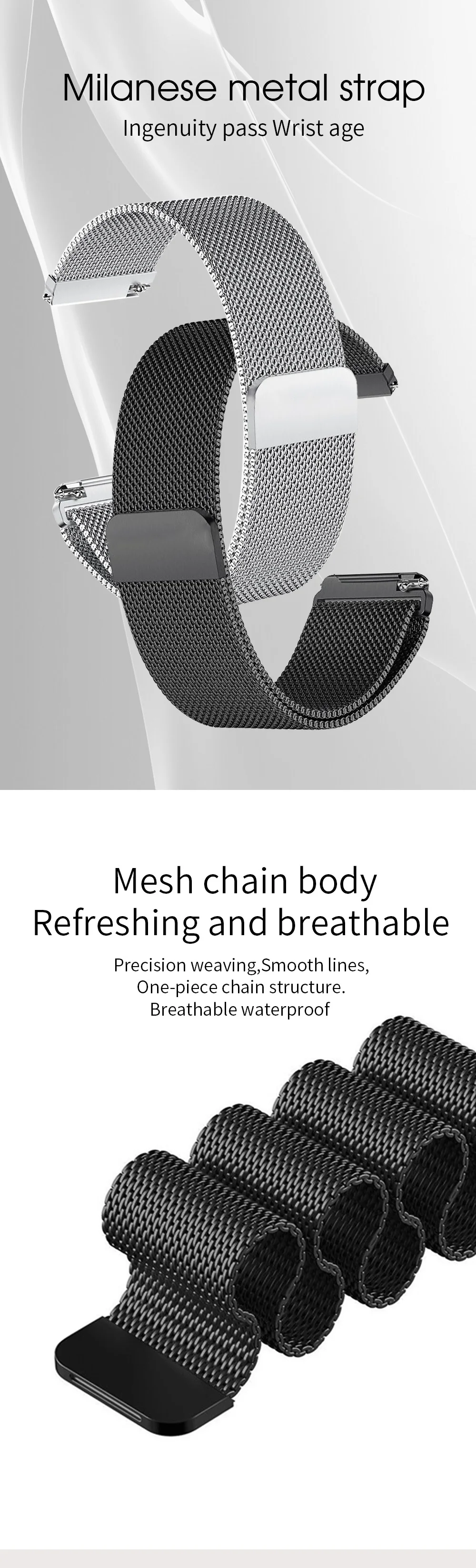 Lenovo Watch x/x plus 20 мм Миланский сменный металлический ремешок