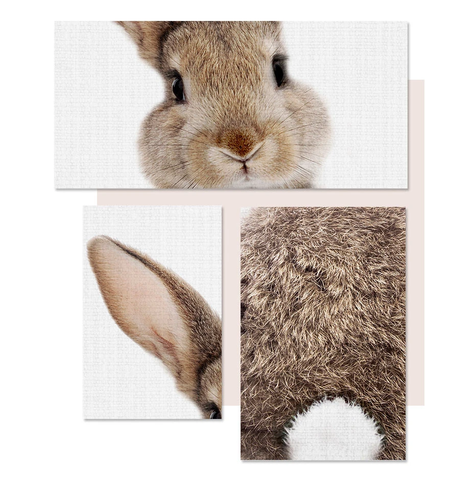 Кролик BunnyTail лесной животный детский Декор цветок холст картина девушки плакат печать стены Искусство картина Детская комната Домашний декор
