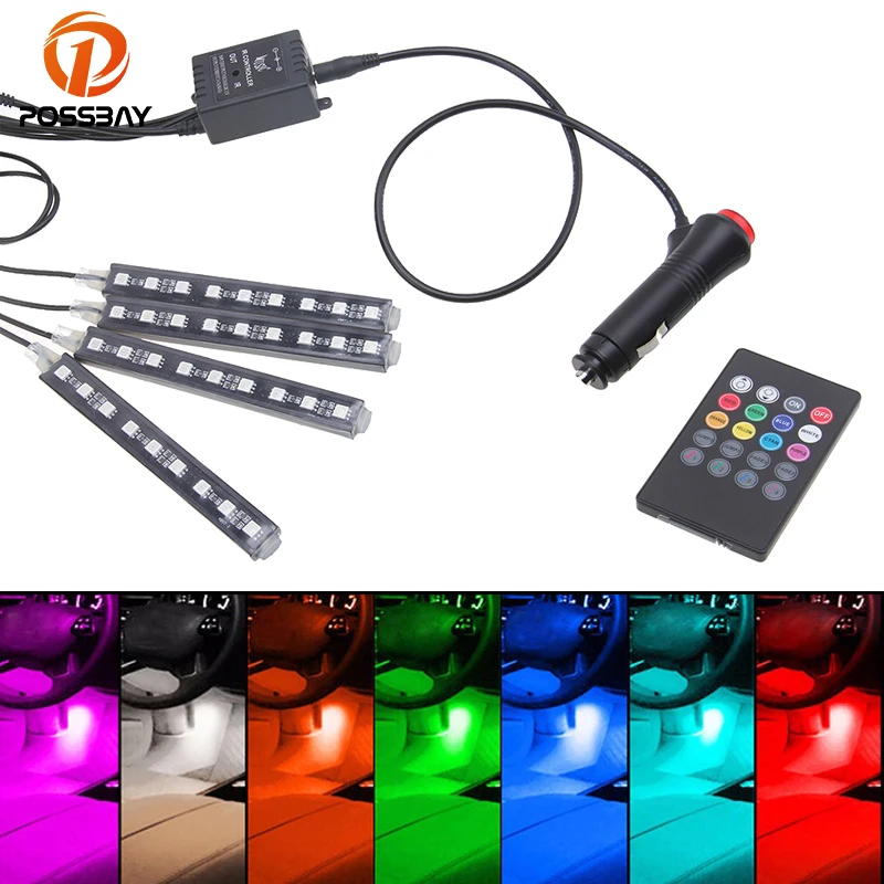 Светодиодная лента POSSBAY RGB декоративные атмосферные лампы светильник автомобиля