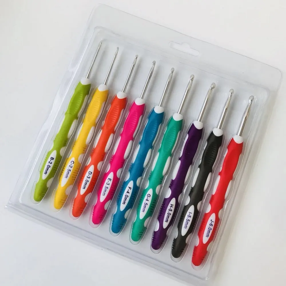 

10pcs/set Knitting Needles Multicolor Soft Grip 2.0-10mm with Ergonomic Handle Crochet Hook DIY Craft Yarn Weave Crochet Needle