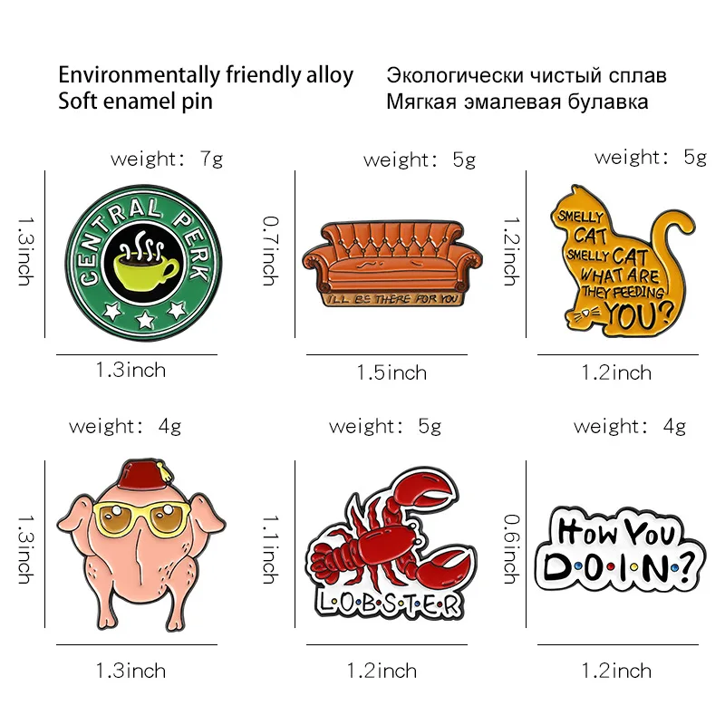 

European And American New Creative Personality Fashion Brooch Cartoon Cute Lobster Sofa Shape Letter Brooch Badge Neutral Ins