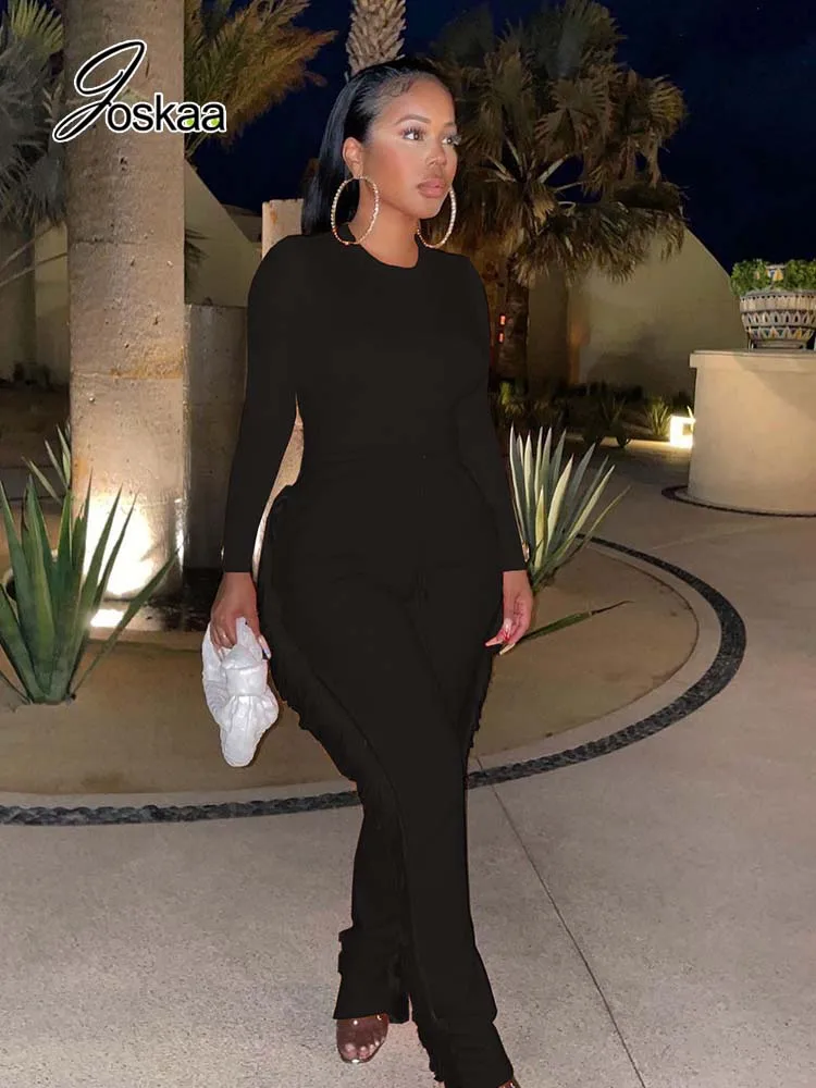 Joskaa футболка с длинными рукавами и прямые брюки кисточками комплект из двух