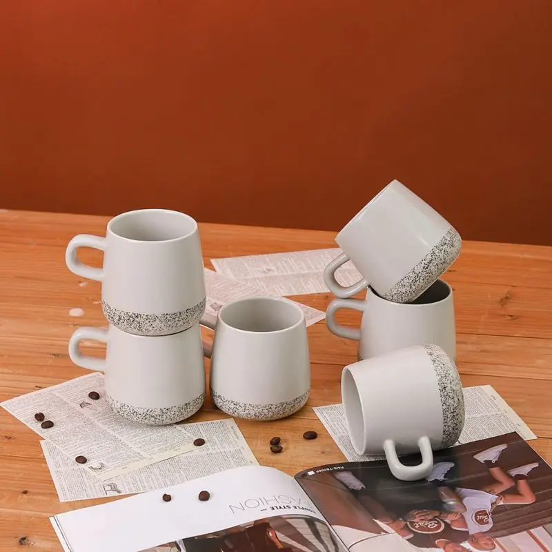 

Mug Coffee Cup Set Of 6 Large-sized 12 Ounce Ceramic Creative Mugs For Coffee, Tea, Hot Chocolate Simple Pattern Drinkware Top