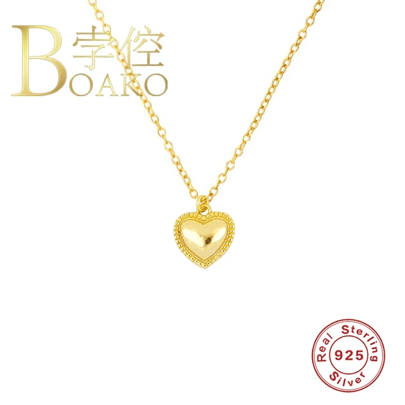 

BOAKO Heart Clavicle Chain 925 Sterling Silver Necklace For Women 2020 Jewelry Chain Choker Necklace Collares Bijoux Collar