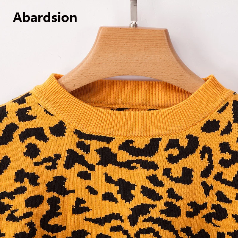 Abardsion 2019 женский свитер с леопардовой раскраской костюмы осенняя одежда 2 вещи в