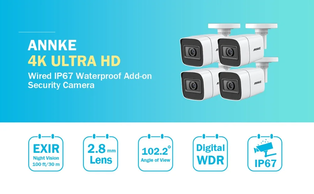ANNKE 4X Ultra HD 8MP камера TVI CCTV Открытый Всепогодный 4K комплект видеонаблюдения с EXIR ночного видения оповещения по электронной почте