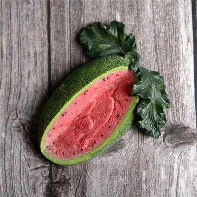watermelon 3D стерео фруктовое имитирование магнит на холодильник томатный виноград персик водяной мелом яблоко соломы сосна Яблоко оранжевый груша украшение на холодильник - Цвет: watermelon