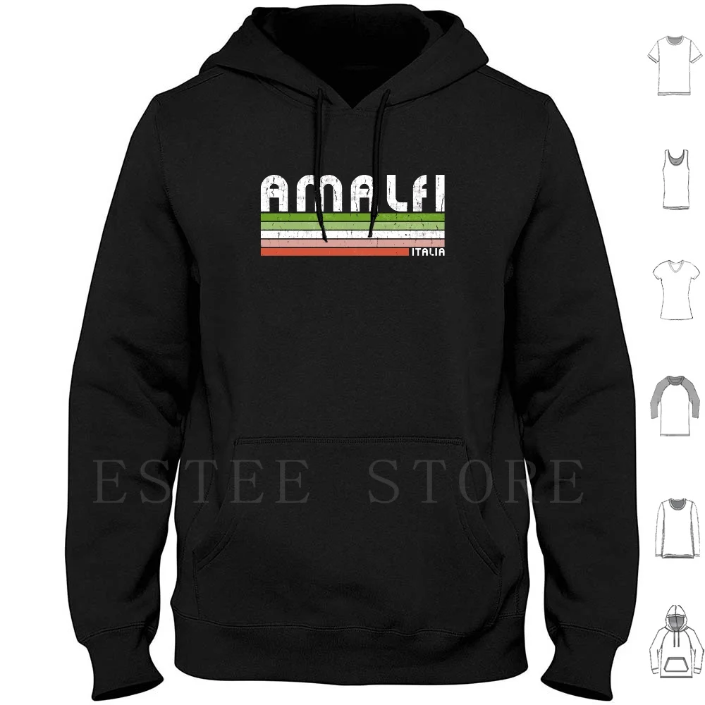 

Amalfi Italia-Retro Italy Design Hoodie Long Sleeve Amalfi Coast Italia Italy Italian Retro Vintage Red Green White