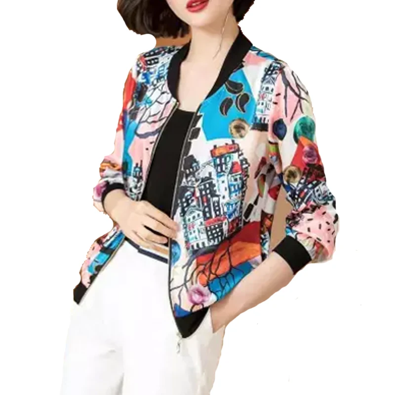 

Summer Korean Chic Loose Women Jackets Long Sleeve Chiffon Sunscreen Ladies Outerwear Plus Size 5XL Female Baseball Coats KS662