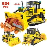 city construction vehicle crane building blocks technical engineering car excavator bulldozer figures bricks toys for kids