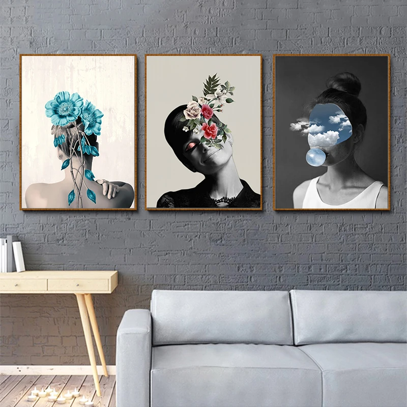 Decor Poster Girl'S Room Pictures Prints Flower And Woman Landscape Nordic Watercolor Style Kids Painting HD Wall Art Canvas | Дом и сад