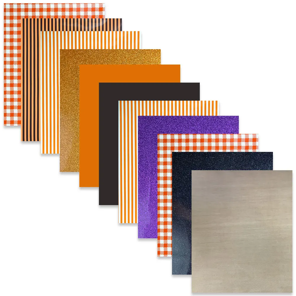 

11 шт., 12 х10 дюймов, комплект оранжевых блестящих полосок, виниловые термотрансферные футболки HTV, виниловые украшения для праздничной одежды...