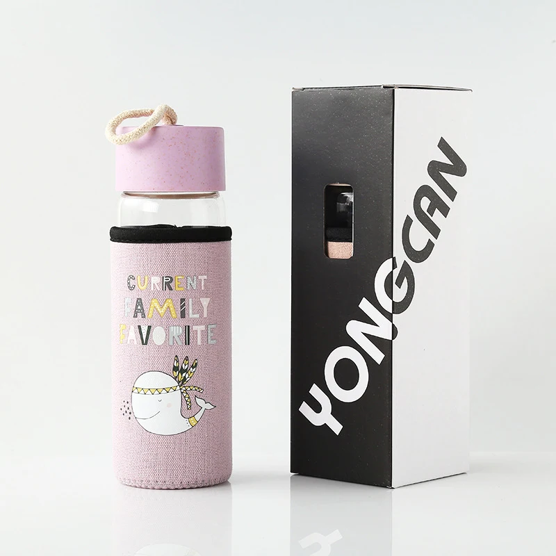 Новинка 350 мл милая стеклянная бутылка для воды портативная прозрачная чашка чая