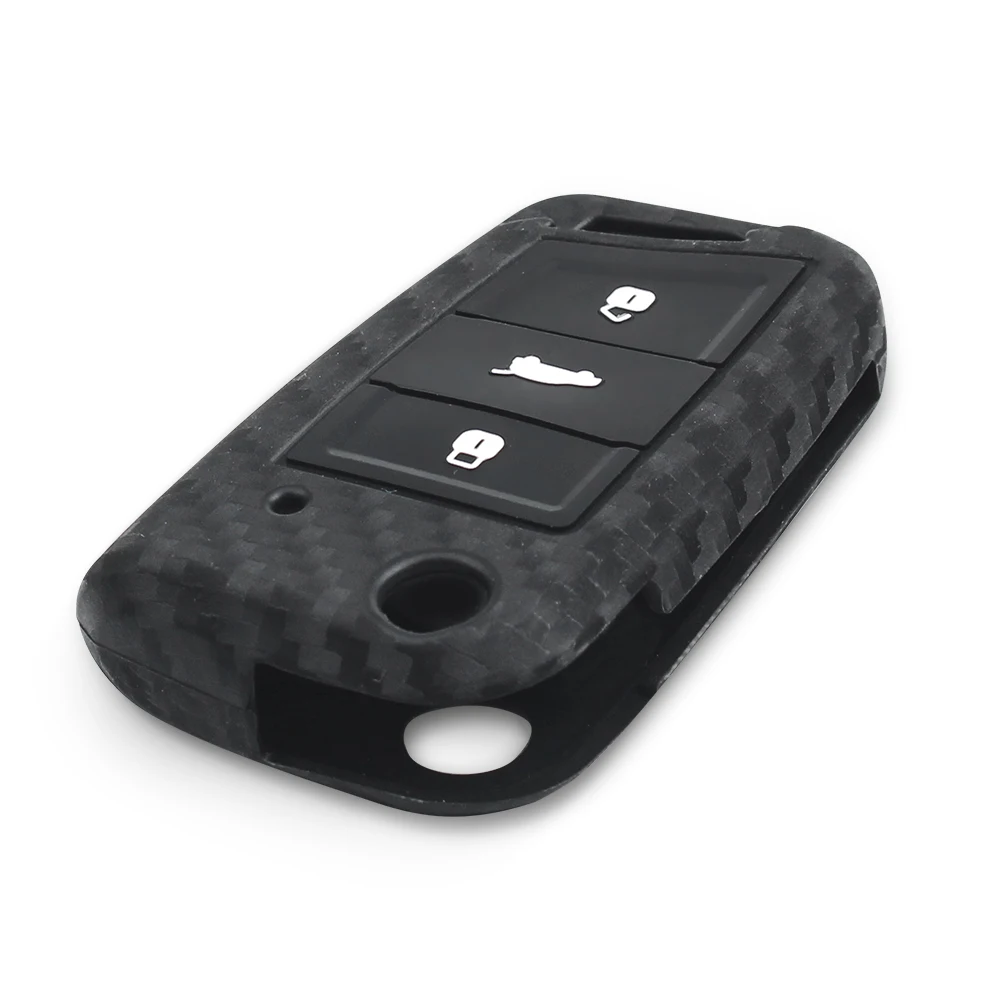 KEYYOU Carbon Fiber Silicone Key Case For Volkswagen VW Golf 7 mk7 Skoda Octavia A7 Portect Keychain Cover | Автомобили и