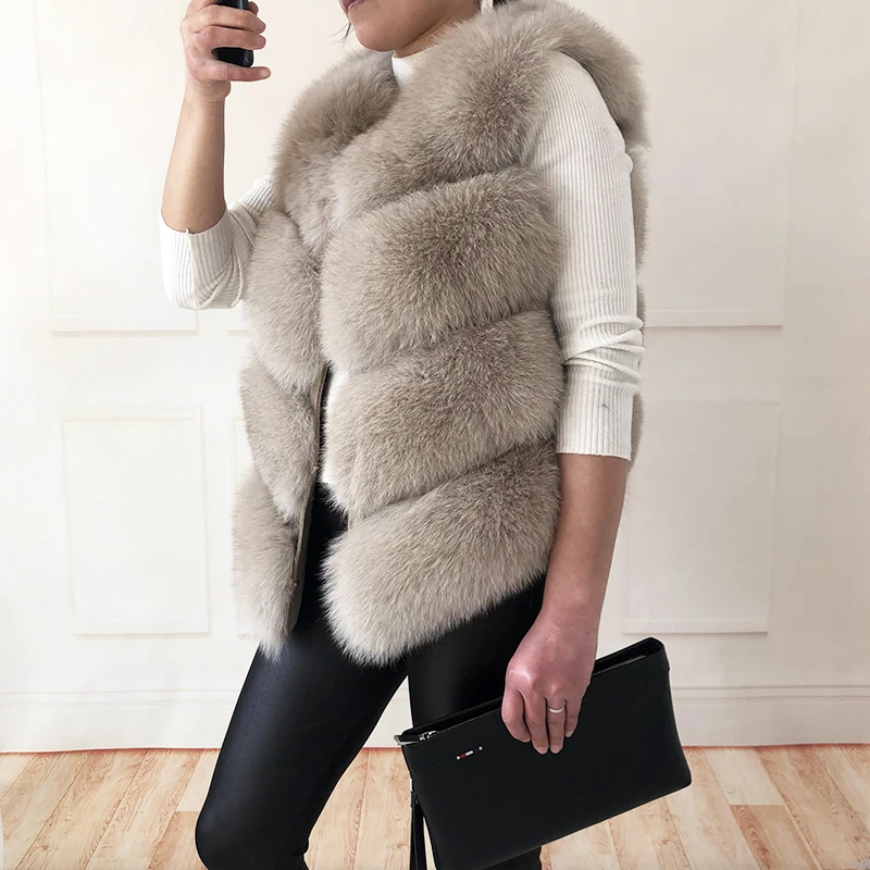 Натуральный Лисий мех 100% Теплый красивый жилет натуральный длина 88 см Бесплатная