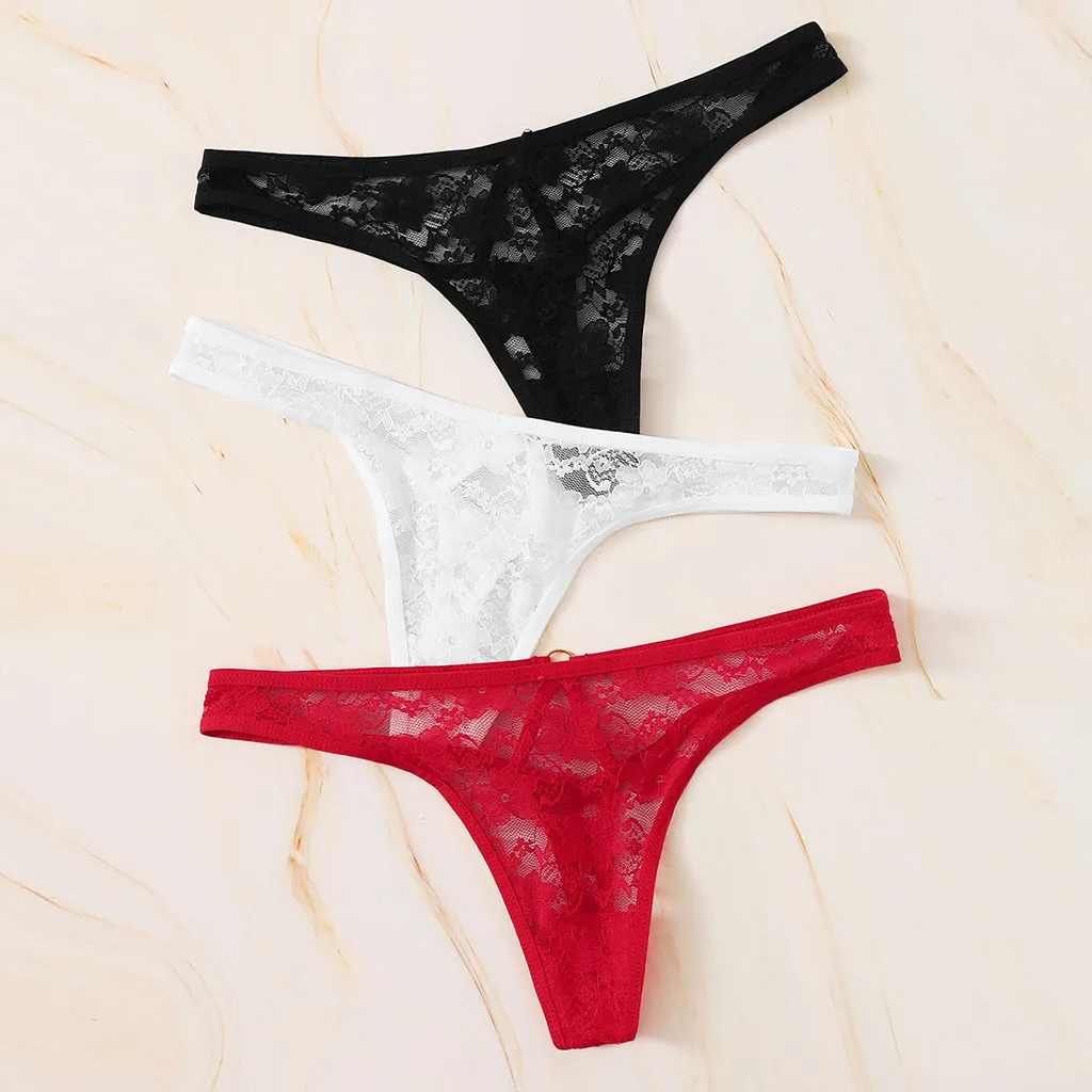

3pc Women Lace Flowers Panties Sensual Lingerie Sexy Lady Hollow Underwear Panties G-string Lingerie Thongs Белье Женское
