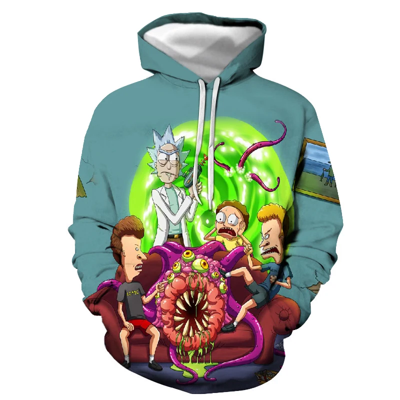 Аниме Толстовка Забавный 3D принт Рик Морти Сумасшедший учёный Хэллоуин уличный