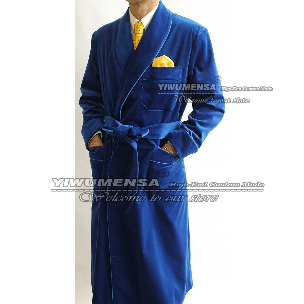 

Handsome Formal Suit Jackets Blue Velvet Smoking Blazer For Men Wedding Tuxedo Veste Homme Terno Masculino Custom Made Coat