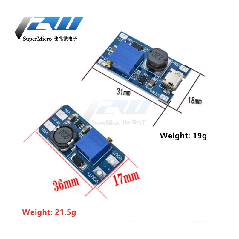Регулируемый модуль поддержки MT3608 2 А плата повышения модуля с MICRO USB В-24 В до 5 9 в 12
