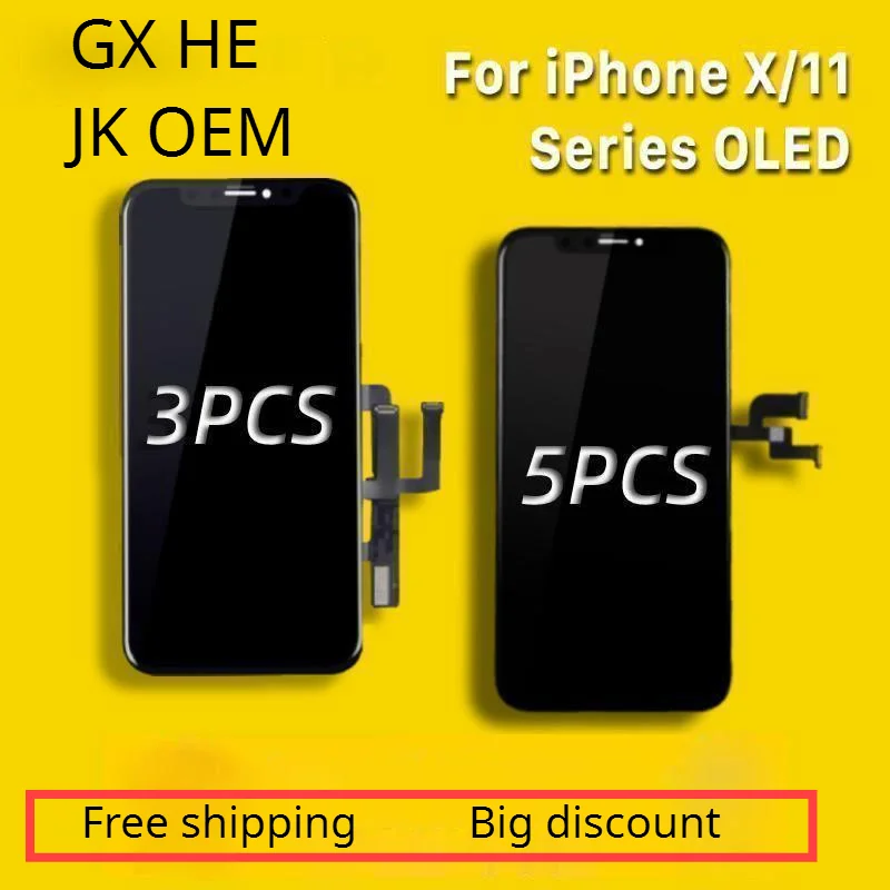 GX HE OEM Amoled оптом 3 5 10 шт. для iPhone X XS XR 11 PRO MAX OLED ЖК экран стекло сенсорный в сборе