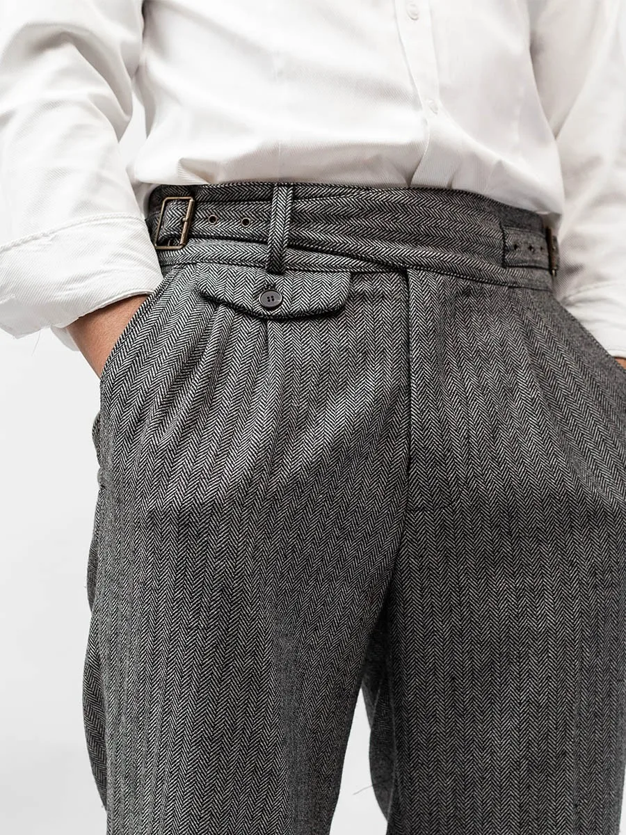 

Retro Herringbone Woolen Gurkha Trousers Gurkha Straight-leg Slim Cropped Trousers Casual Trousers American Casual Large Size