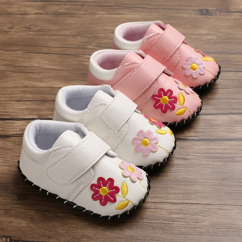 

Cute Baby Girls Shoes Newborn Infant Red Flower Bow Casual First Walker Girls Pricness Shoes Casual PU Toddler Shoes 0-18M