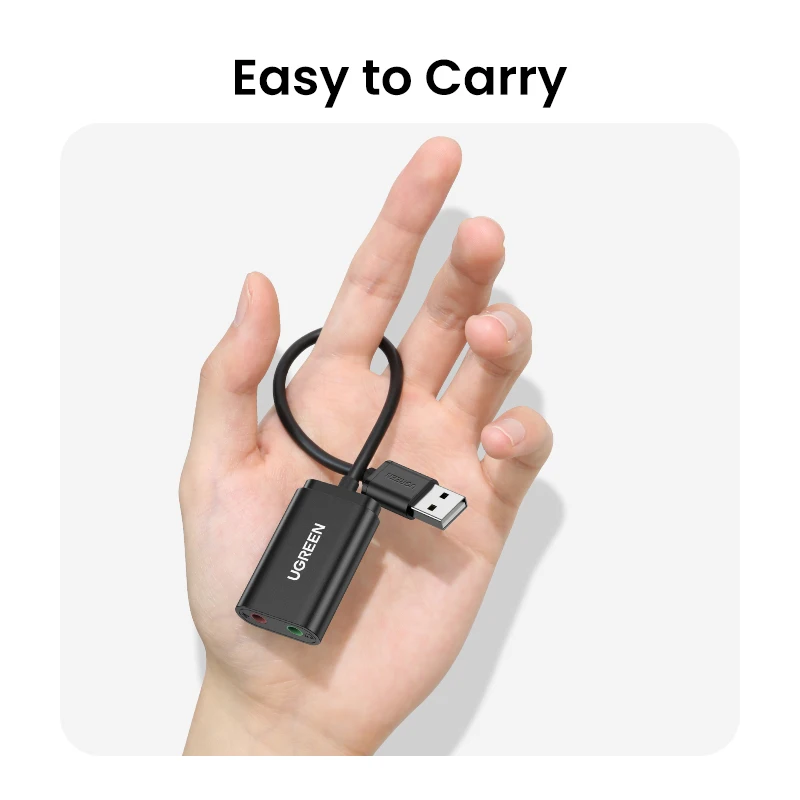 Внешняя звуковая карта UGREEN USB аудио интерфейс наушники микрофонный адаптер для