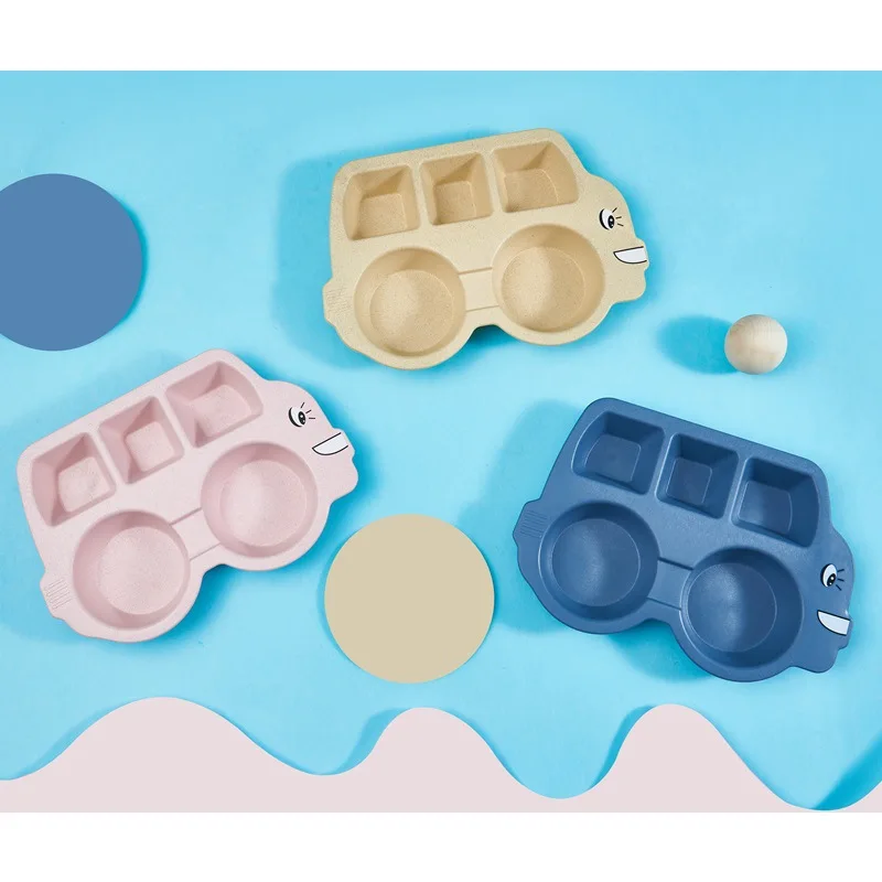 

Children's tableware five-piece set Creative cartoon environmental protection Baby plate Silicone plate for baby