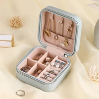 portable jewelry box zipper leather storage organizer jewelry holder packaging display travel jewelry case gift boxes for women