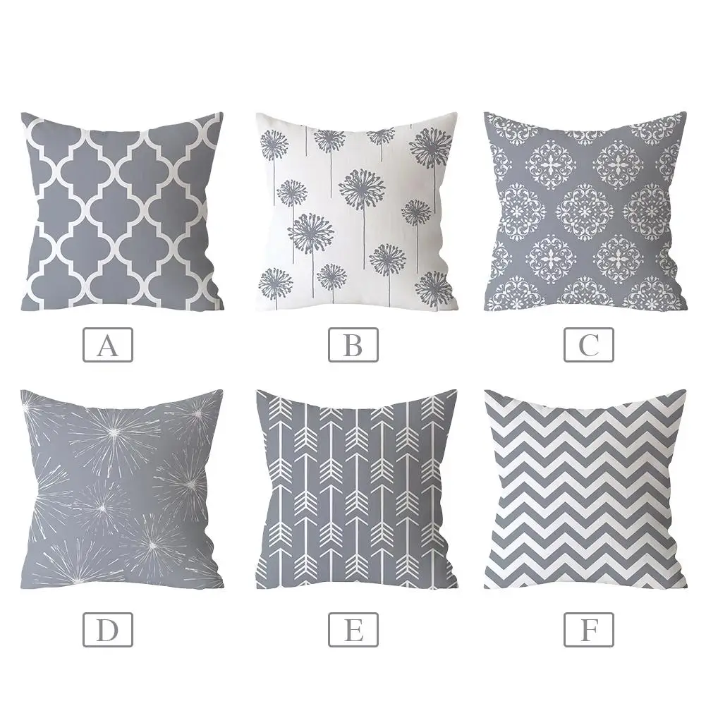 18*18 дюймов серый геометрический декоративный чехол для подушки полиэстер