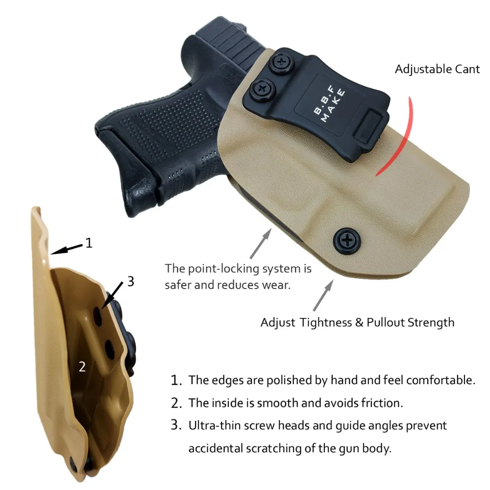 BBF Make IWB Тактический KYDEX пистолет кобура Glock 19 17 25 26 27 28 43 22 23 31 32 Внутри Скрытого Ношения кейс для пистолета аксессуары